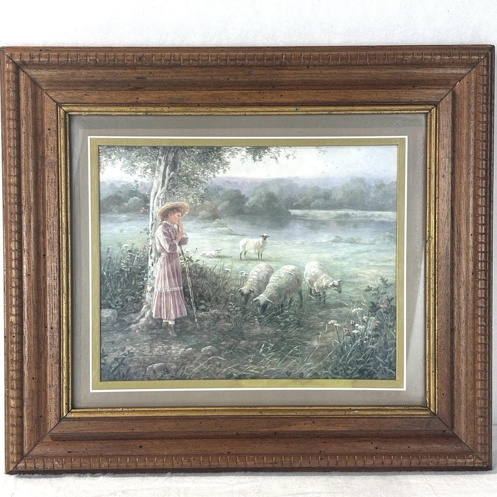 Vintage Home Interiors Bettie Felder Thru God’s Grace Framed Print Girl Sheep